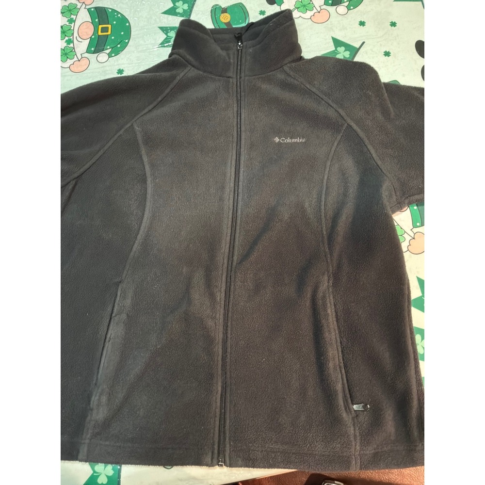Columbia Women XL Benton Springs Full Zip Fleece Jacket Black Outdoor Soft Layer
